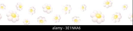 Seamless pattern of white daisy flowers. Minimal spring floral design template Stock Vector