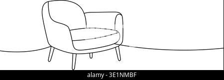 Outline rounded lounge chair. Minimal furniture sketch for modern home and interior design kits. Stock Vector