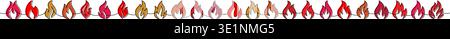 Colored fire border. Seamless burning flame divider vector for posters, decor, invitations, and graphic design. Stock Vector