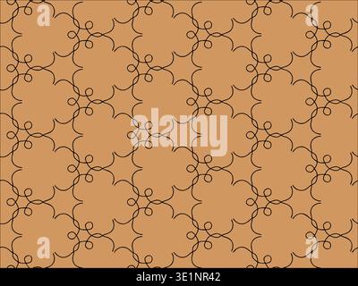 Seamless pattern on a realistic kraft paper background. Elegant gold botanical print on brown. Perfect for minimalist wallpaper, fabric prints, colori Stock Photo