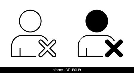 Two icons of a person with a cross symbol indicating removal or block on a plain white background Vector Stock Vector
