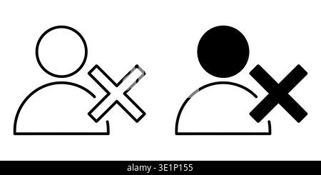 Two styles of user removal icons featuring a person silhouette with a cross symbol for deletion Vector Stock Vector