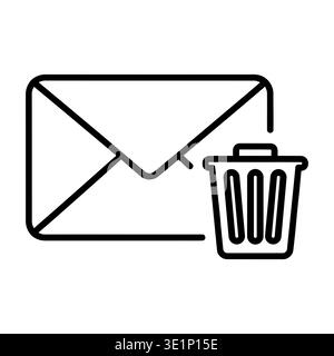 A minimalist linear icon representing the action of deleting an email message from a digital inbox Vector Stock Vector