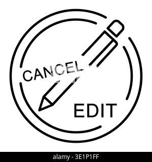 A simple black and white line art icon showing a pencil crossed out to represent canceling an edit Vector Stock Vector