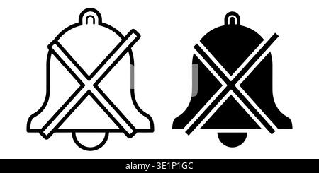 A set of two notification bell icons with a cross through them representing silent mode settings Vector Stock Vector
