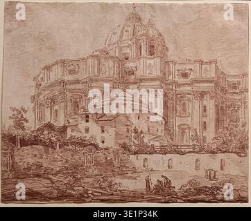 Petersdome in Rome, ca. 1760 Hubert Robert. Stock Photo