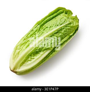 fresh green lettuce isolated on white background, top view, romaine lettuce Stock Photo