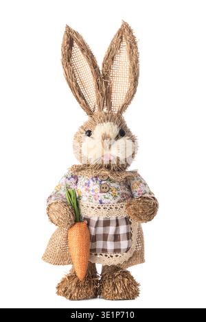 Easter bunny decoration with basket isolated on white background Stock Photo