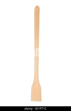 Long wooden cooking spoon spatula isolated on white background Stock Photo