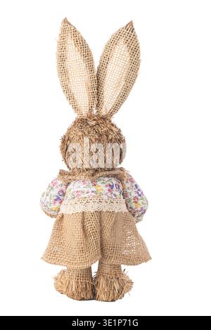 Easter bunny decoration with basket isolated on white background Stock Photo