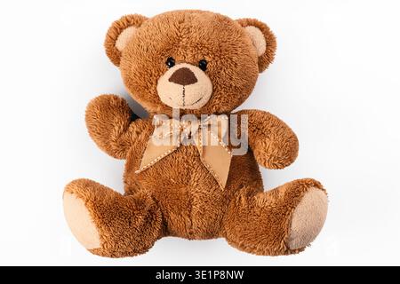 Teddy bear plush toy for kids isolated on white background Stock Photo