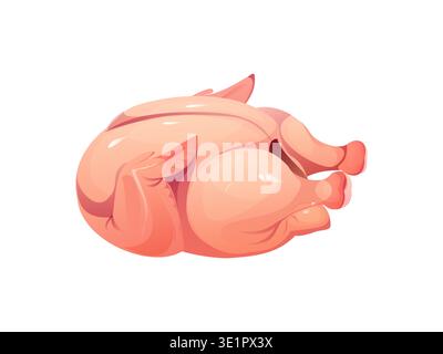 Chicken or turkey icon for food cooking and preparation process, isolated vector. Whole raw chicken or turkey poultry meat icon for butchery shop, food cook and kitchen processing of dinner meal Stock Vector