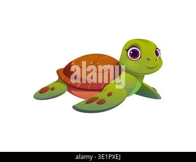 Pirate icon of cartoon sea turtle character or funny ocean animal, vector personage. Caribbean pirate adventure character of cute little turtle and underwater creature for undersea game asset element Stock Vector