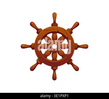 Pirate icon of ship helm or steering wheel of corsairs sailboat, cartoon vector. Marine filibusters and Caribbean corsairs boat rudder or captain helm for pirates icon of nautical seafaring item Stock Vector