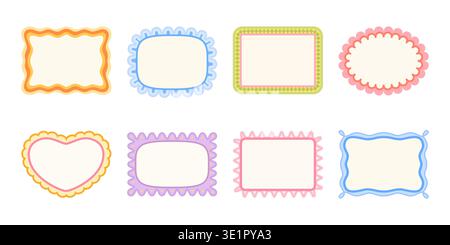 Set of colorful decorative frames in different whimsical shapes Stock Vector