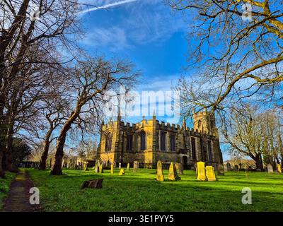 A beautiful spring landscape view with St Wilfrids Church in Wilford, Nottingham, UK. Stock Photo