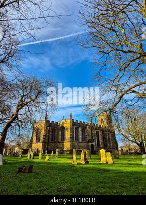 A beautiful spring landscape view with St Wilfrids Church in Wilford, Nottingham, UK. Stock Photo