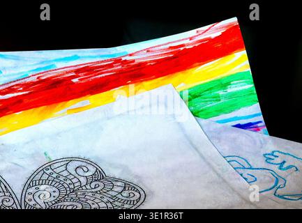A view of mixed media artwork Stock Photo