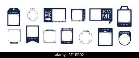 Scan me Frame. Barcode or QR code with mobile phone for quick payment. Modern CTA button and icon for app design and digital shop. Simple Vector Stock Vector