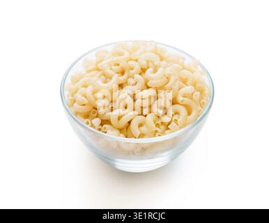 Plate of gluten free pasta, isolated on white Stock Photo