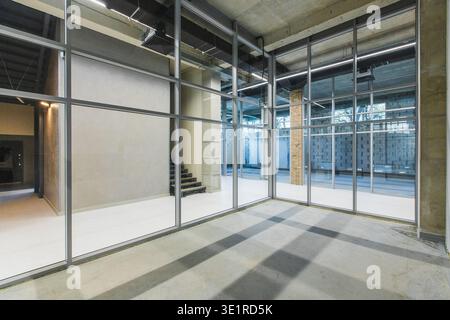 Empty Interior with Glass Walls Stock Photo