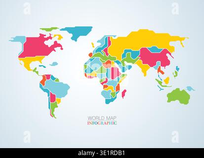 vector of colourful world map continents for infographics Stock Vector