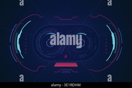 concept of virtual reality or VR technology, point of view from VR glasses digital interface Stock Vector