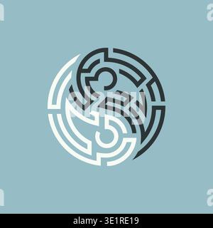 concept of path of balance, shape of yin yang symbol combined with maze Stock Vector