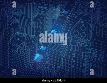 concept of future transportation or digitl city, graphic of cityscape with modern infrastructure Stock Vector