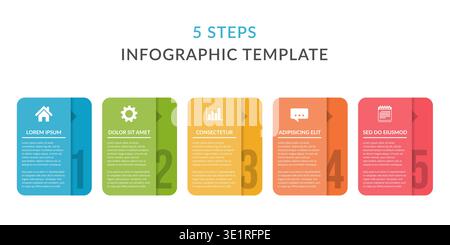 Five infographic elements with numbers, icons and place for your text, workflow, process chart, steps or options, vector eps10 illustration Stock Vector