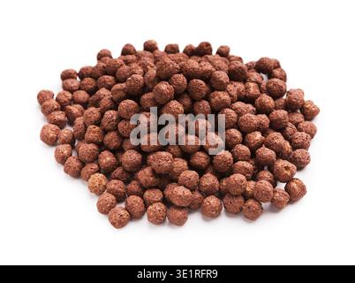 Heap of chocolate corn balls isolated on white Stock Photo