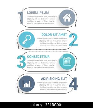Four infographic elements with numbers, icons and place for your text, workflow, process chart, steps or options, vector eps10 illustration Stock Vector