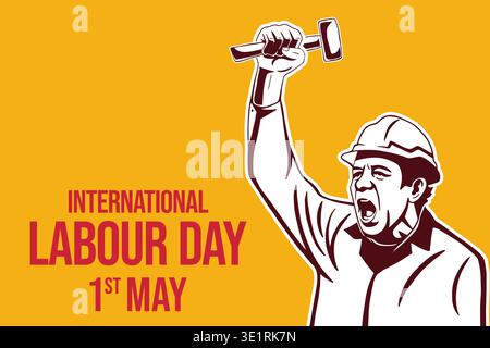 international labour day background illustration in hand drawn style Stock Vector