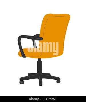 Bright orange office chair with black arms Stock Vector