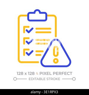 Risk assessment pixel perfect two color line icon Stock Vector