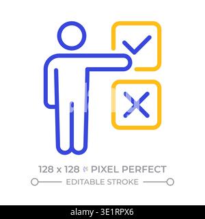 Customer decision making pixel perfect two color line icon Stock Vector