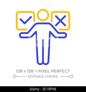 Problem solving skills pixel perfect two color line icon Stock Vector