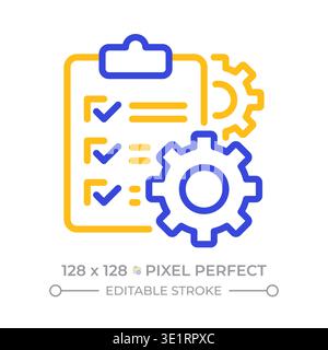 Survey process pixel perfect two color line icon Stock Vector