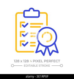 Regulatory standart pixel perfect two color line icon Stock Vector