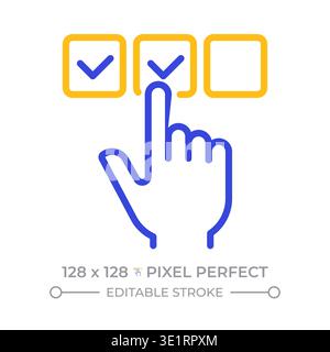 Multiple choice pixel perfect two color line icon Stock Vector
