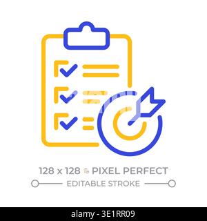 Survey evaluation pixel perfect two color line icon Stock Vector