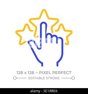 Star rating survey pixel perfect two color line icon Stock Vector