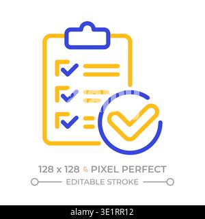 Survey approval pixel perfect two color line icon Stock Vector