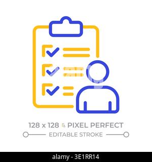 Respondent profile pixel perfect two color line icon Stock Vector