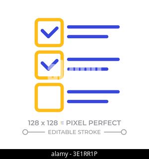 Checklist pixel perfect two color line icon Stock Vector