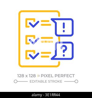 Survey exceptions pixel perfect two color line icon Stock Vector