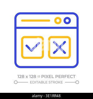Online survey pixel perfect two color line icon Stock Vector