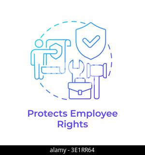 Protects employee rights blue gradient concept icon Stock Vector