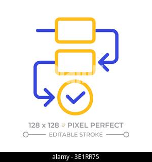Process flow pixel perfect two color line icon Stock Vector