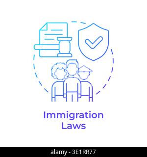 Immigration laws blue gradient concept icon Stock Vector
